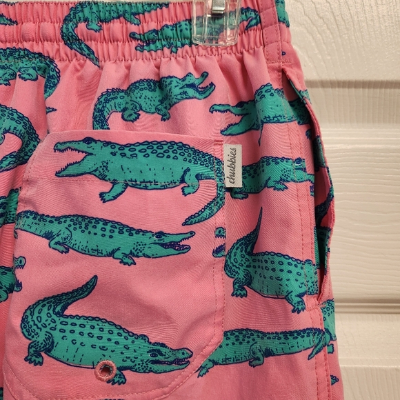 Chubbies Pink and Teal Alligator Print Men's Shorts - Picture 6 of 9